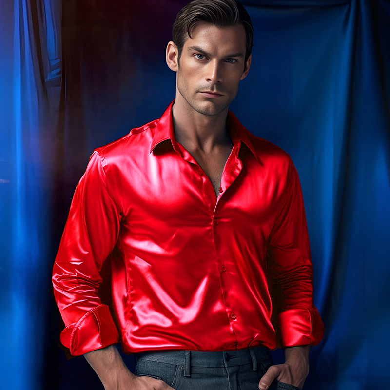 Men's Satin Luxury Dress Shirt - Mens Satin Silk Dress Shirt recension och pris