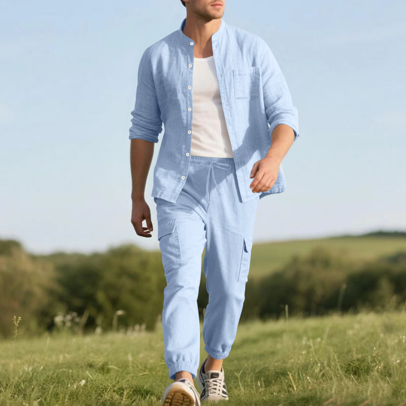 Men's Linen Breathable Two-Pie - Mens Linen Shirt Long Sleeve recension och pris