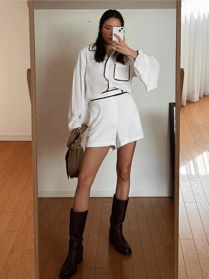 Two Piece Set Women Outfit 202 - Mens Linen Shirt Long Sleeve recension och pris