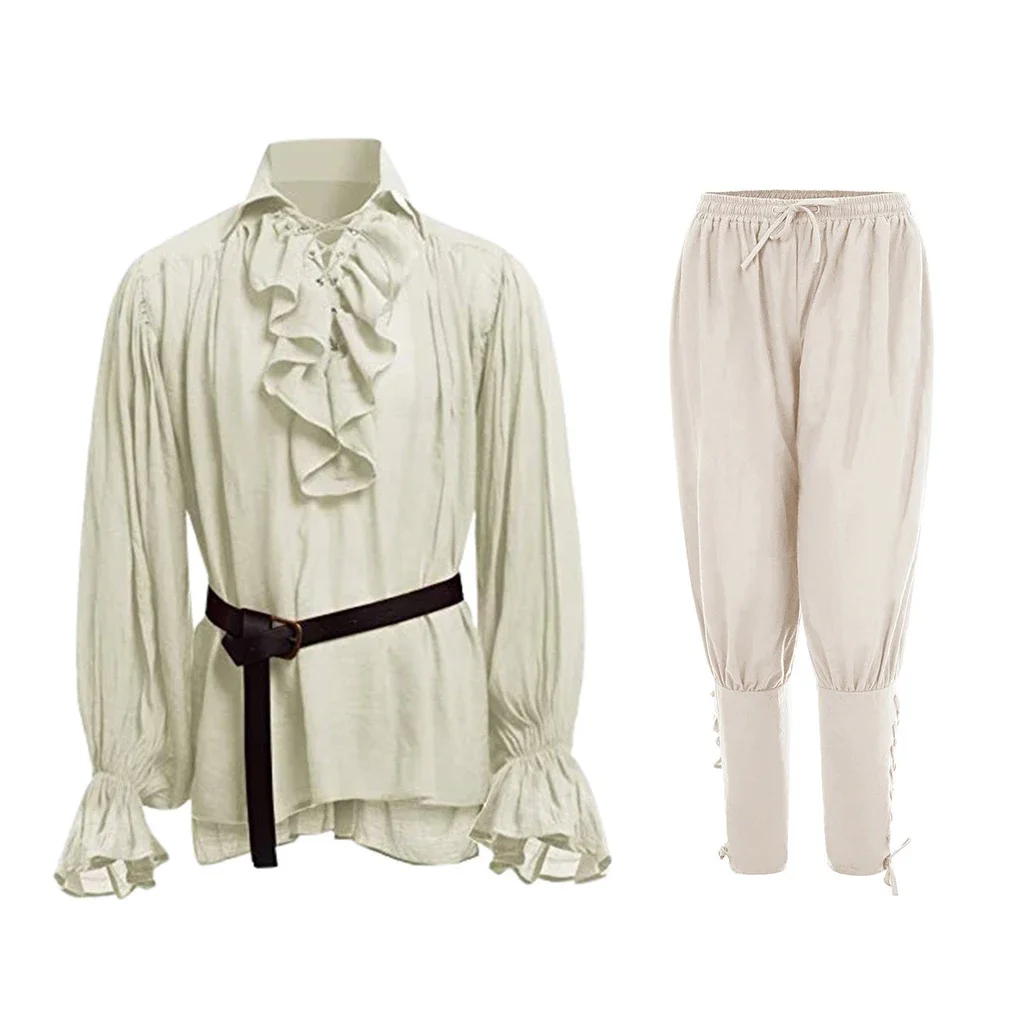 Medieval Shirts Ruffled Gothic - Medieval Gothic Lace Up Pirate Shirt recension och pris
