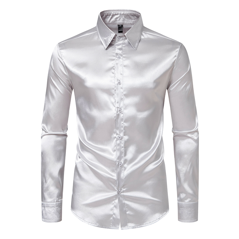 Men's Black Satin Luxury Dress - Mens Satin Silk Dress Shirt recension och pris