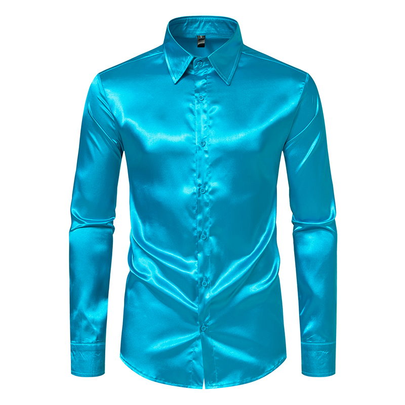 Men's Black Satin Luxury Dress - Mens Satin Silk Dress Shirt recension och pris