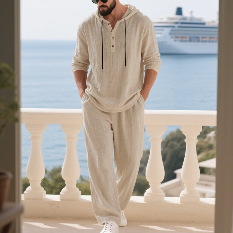 Cross-border Autumn Linen Men' - Mens Linen Shirt Long Sleeve recension och pris