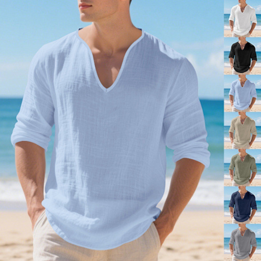 New American Men Loose Plus Si - Mens Linen Shirt Long Sleeve recension och pris