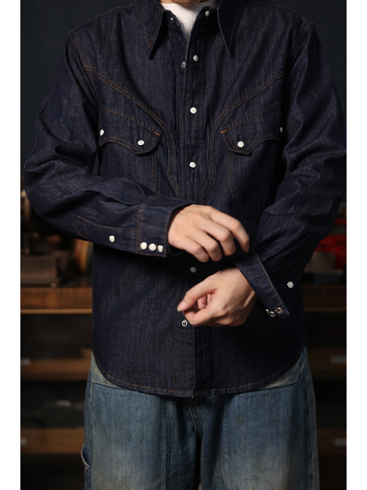 Cowboy Western Snap Shirt Simp - Mens Western Denim Pearl Snap Shirt recension och pris