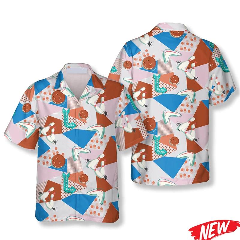 Classic Bowling Pattern Hawaii - Short Sleeve Bowling Shirt Retro recension och pris