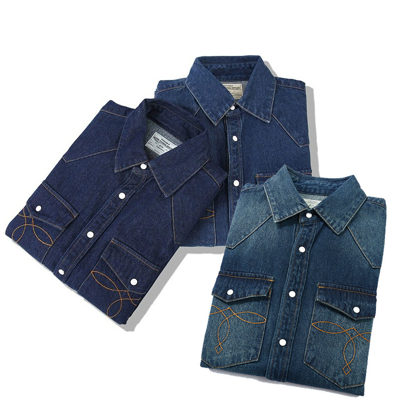 American Wash Vintage Denim Sh - Mens Western Denim Pearl Snap Shirt recension och pris