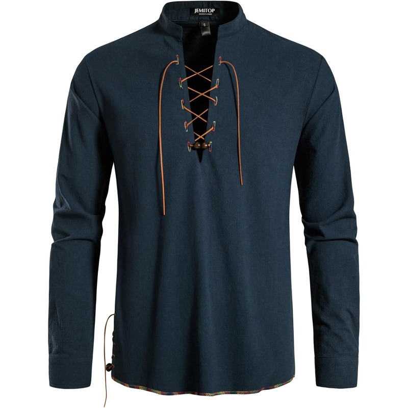 Mens Pirate Shirt Viking Retro - Medieval Gothic Lace Up Pirate Shirt recension och pris
