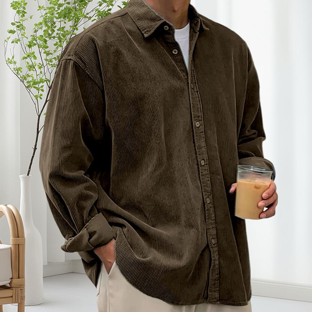 Outdoor Casual Mens Solid Colo - Corduroy Button Up Shirt Men recension och pris