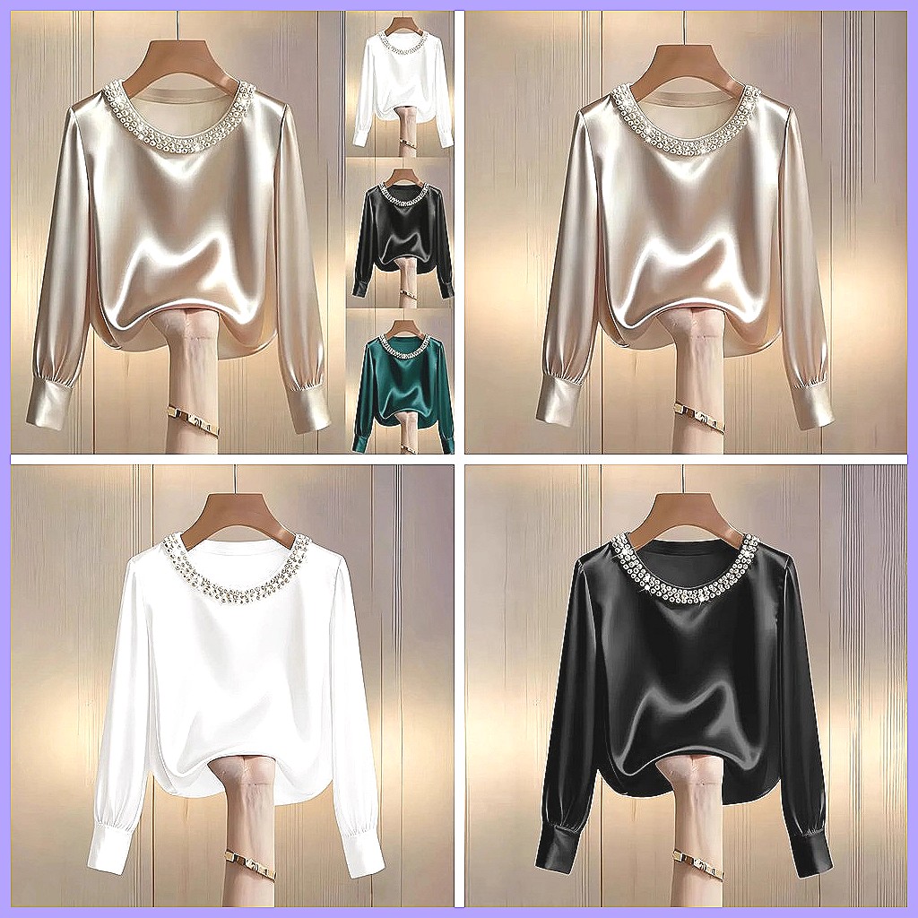 Elegant Beaded Satin Blouse fo - Shirts recension och pris
