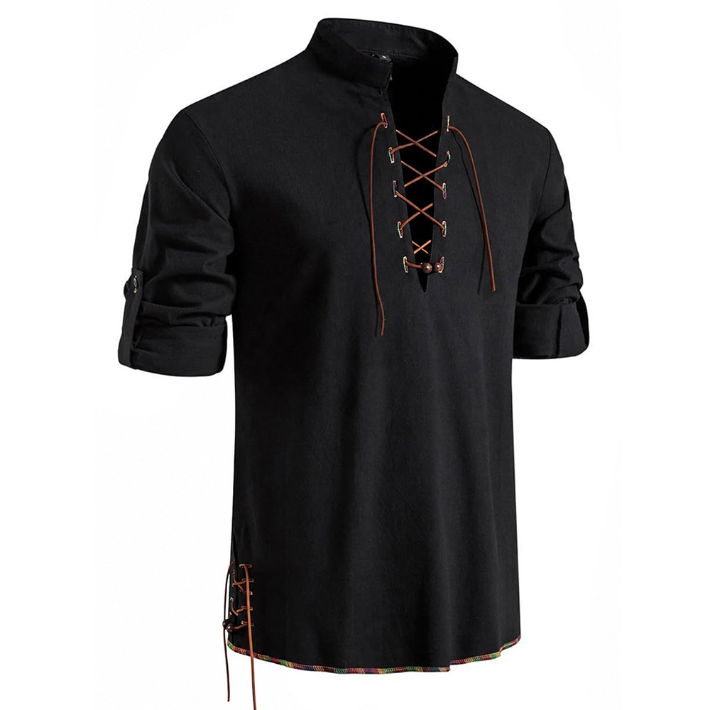 Men's Henley Neck Medieval Shi - Medieval Gothic Lace Up Pirate Shirt recension och pris