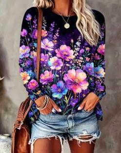 Women's Floral Print Top Navy  - T-Shirts recension och pris