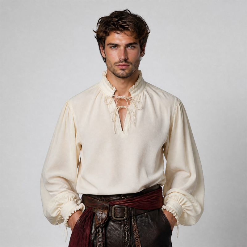Renaissance Medieval Pirate Sh - Medieval Gothic Lace Up Pirate Shirt recension och pris