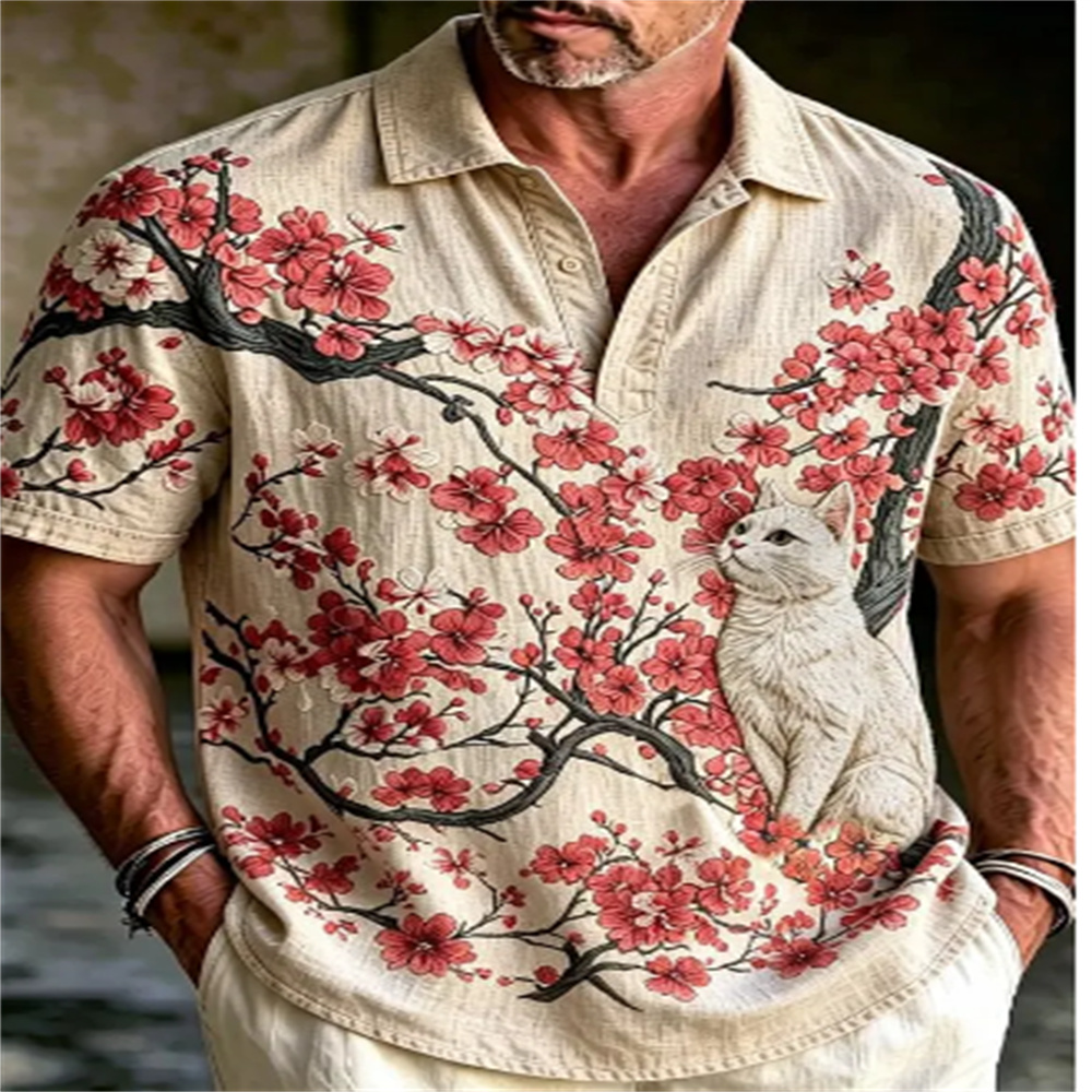 Men's Short Sleeve Polo Shirt  - Vintage Hawaiian Floral Shirt recension och pris