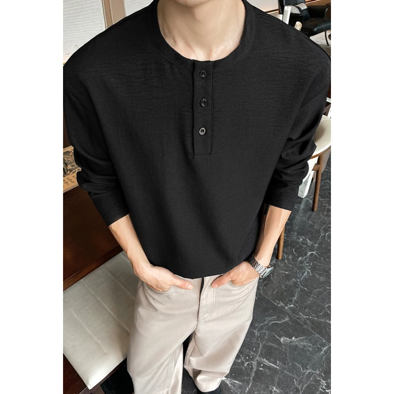 Mens Casual Faux Linen Henley  - Mens Linen Shirt Long Sleeve recension och pris