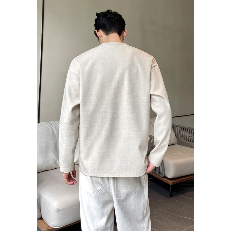 Mens Casual Faux Linen Henley  - Mens Linen Shirt Long Sleeve recension och pris