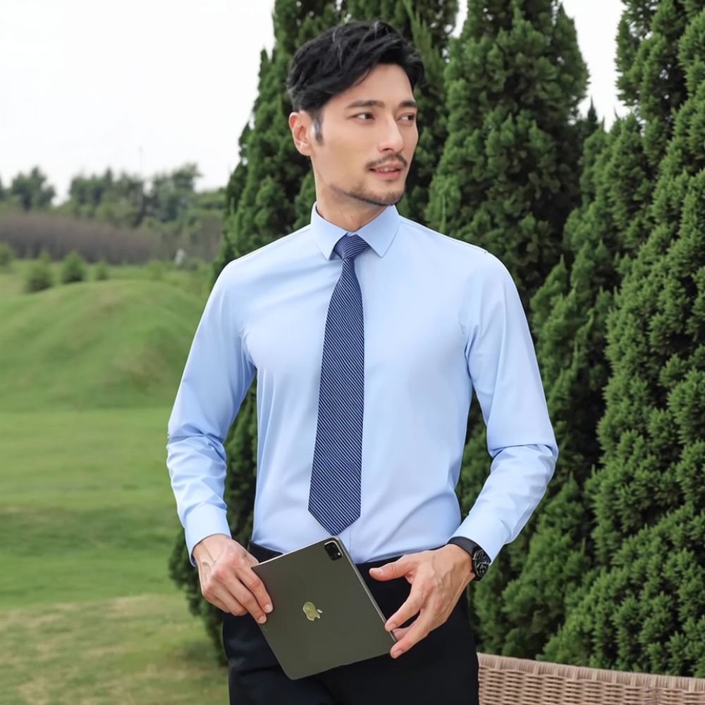 Mens Fashion Long Sleeve Shirt - Breathable Bamboo Fiber Shirt Non Iron recension och pris