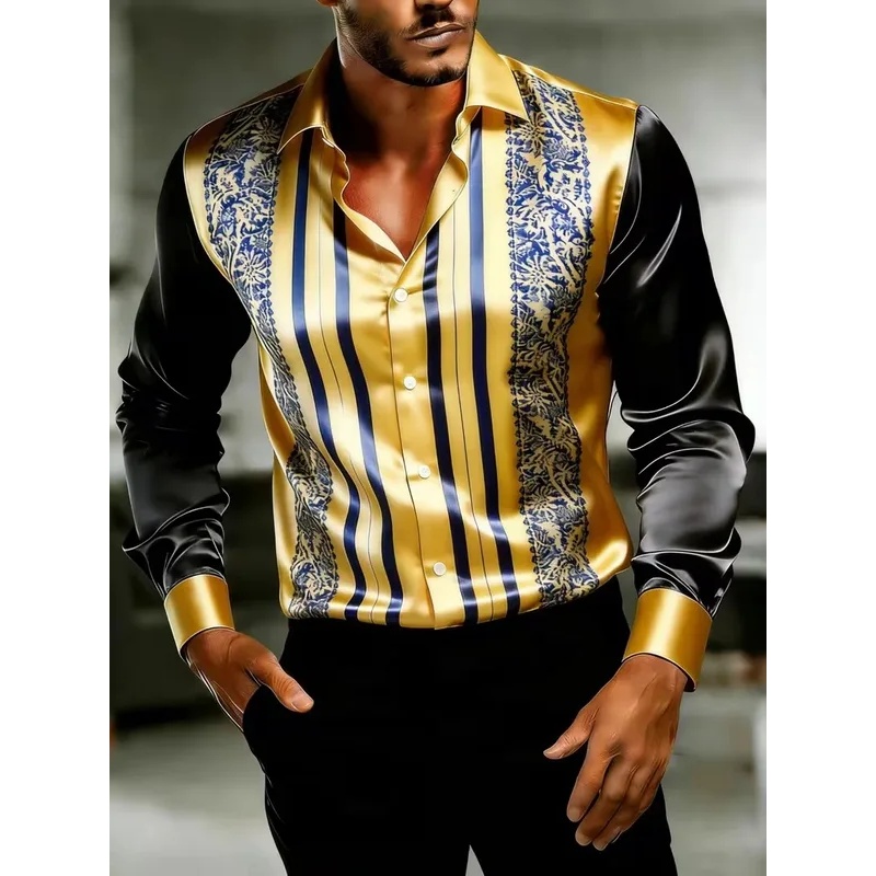 Satin Silk Long Sleeve Baroque - Mens Satin Silk Dress Shirt recension och pris
