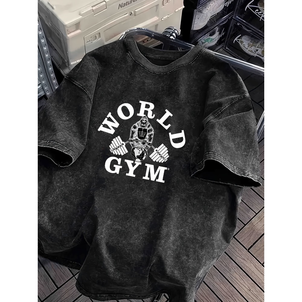 World Gym Gorilla Lifting Weig - Acid Wash Vintage Graphic T Shirt recension och pris