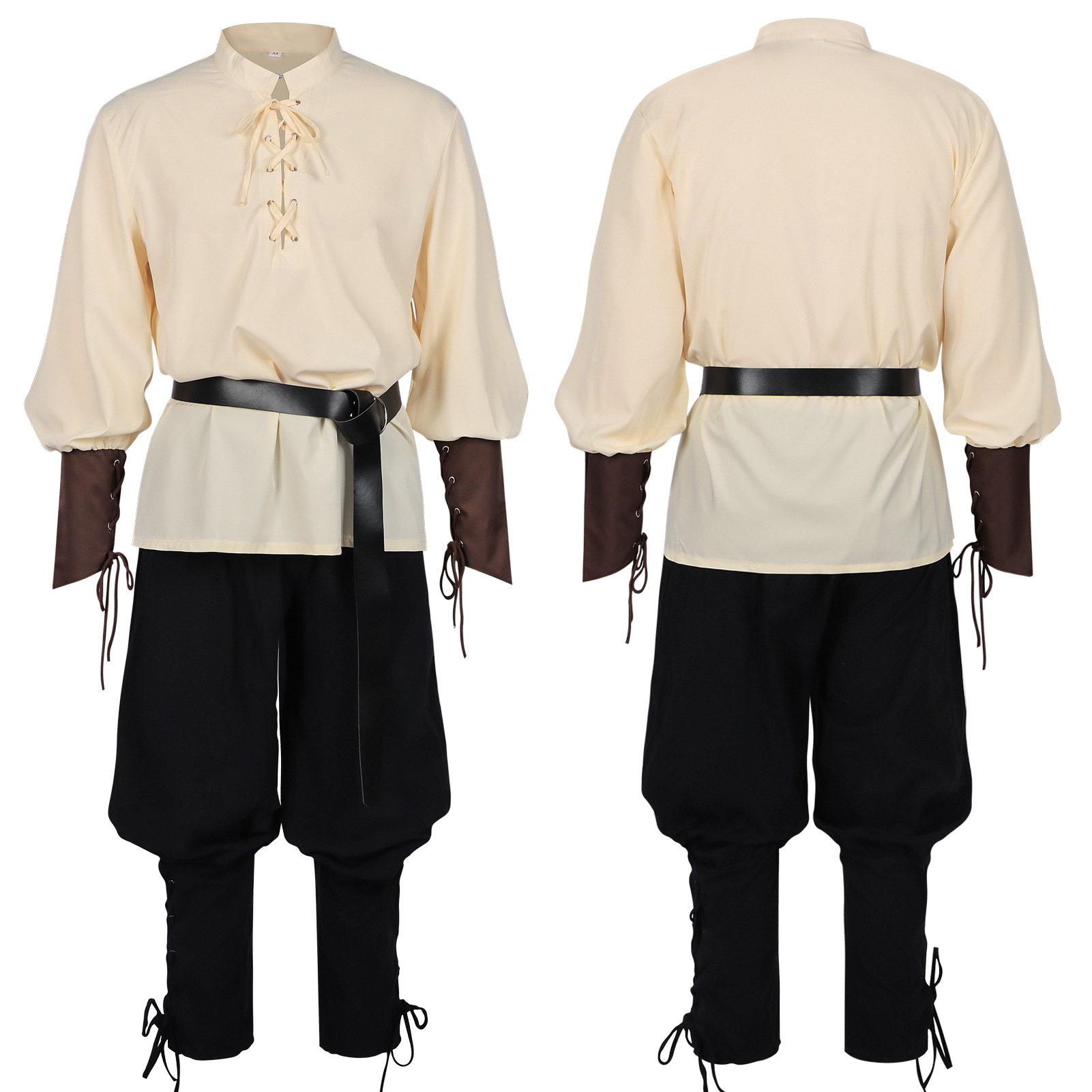 Halloween Pirate Costume Men's - Medieval Gothic Lace Up Pirate Shirt recension och pris