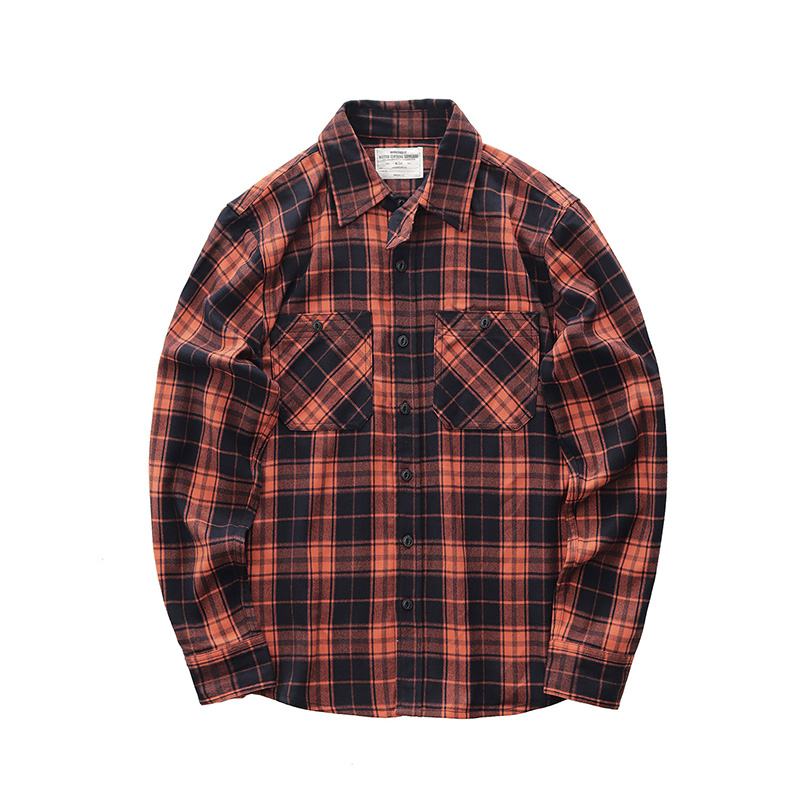 Autumn New Japanese Retro 300g - Flannel Plaid Shirt Heavy Weight recension och pris