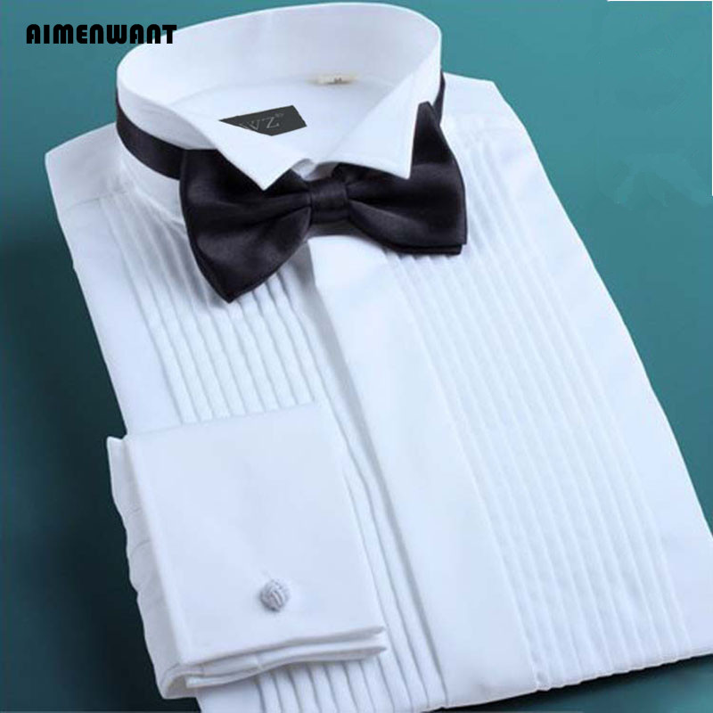 AIMENWANT 2024 Tuxedo Shirts M - Mandarin Collar Formal Shirt Slim Fit recension och pris