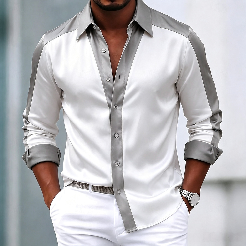 Men's shirt satin shirt dress  - Mens Satin Silk Dress Shirt recension och pris