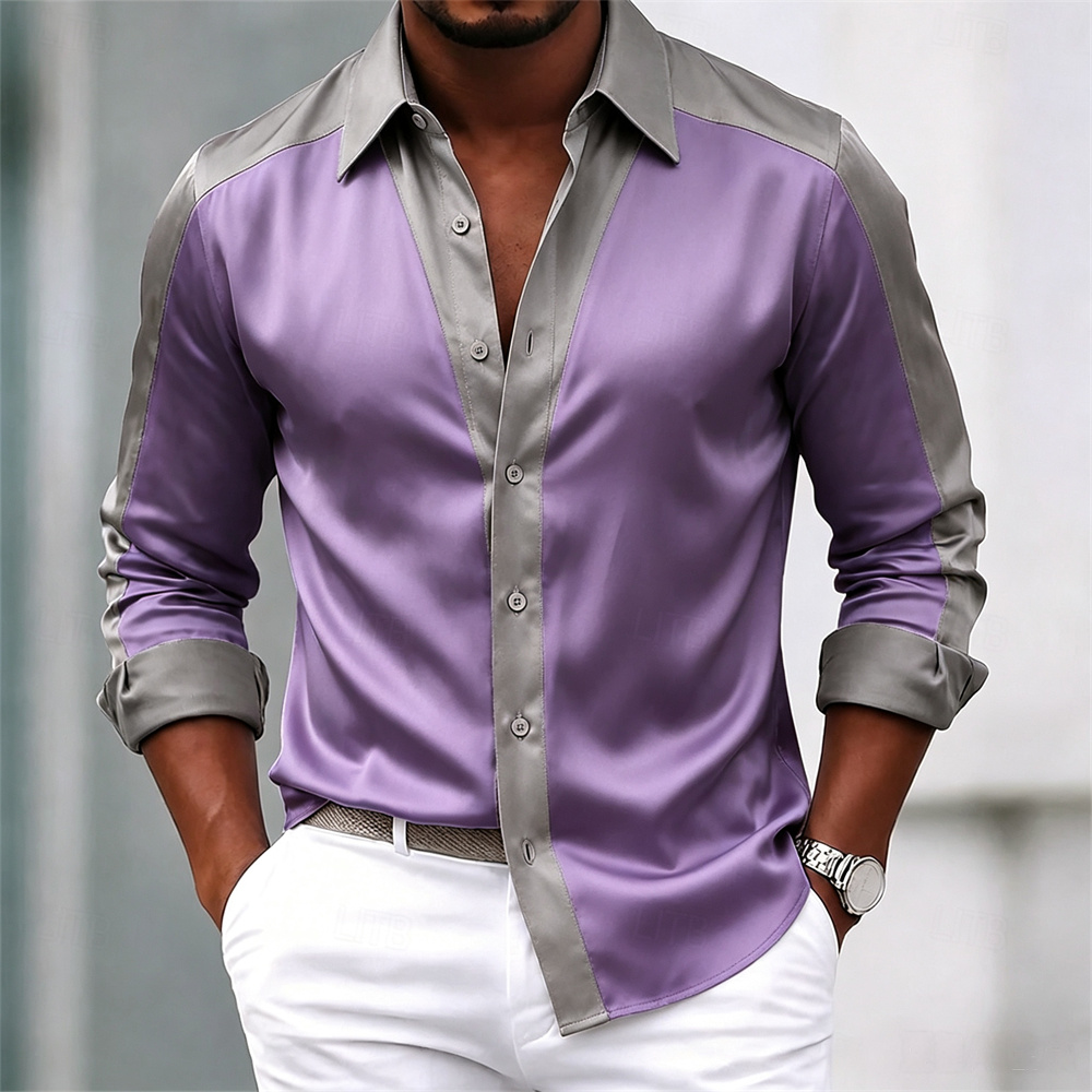 Men's shirt satin shirt dress  - Mens Satin Silk Dress Shirt recension och pris