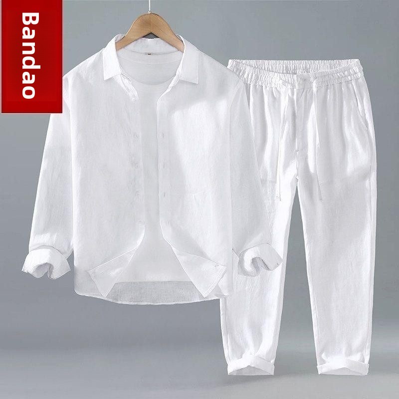 Loose Linen Men's Casual Short - Mens Linen Shirt Long Sleeve recension och pris