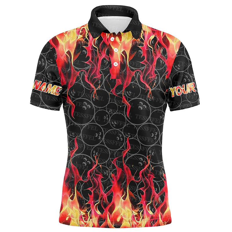 Custom Name Graffiti Flame Gra - Short Sleeve Bowling Shirt Retro recension och pris